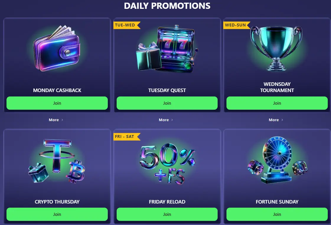 Betmatch Casino napi promóciók cashbackkel és versenyekkel