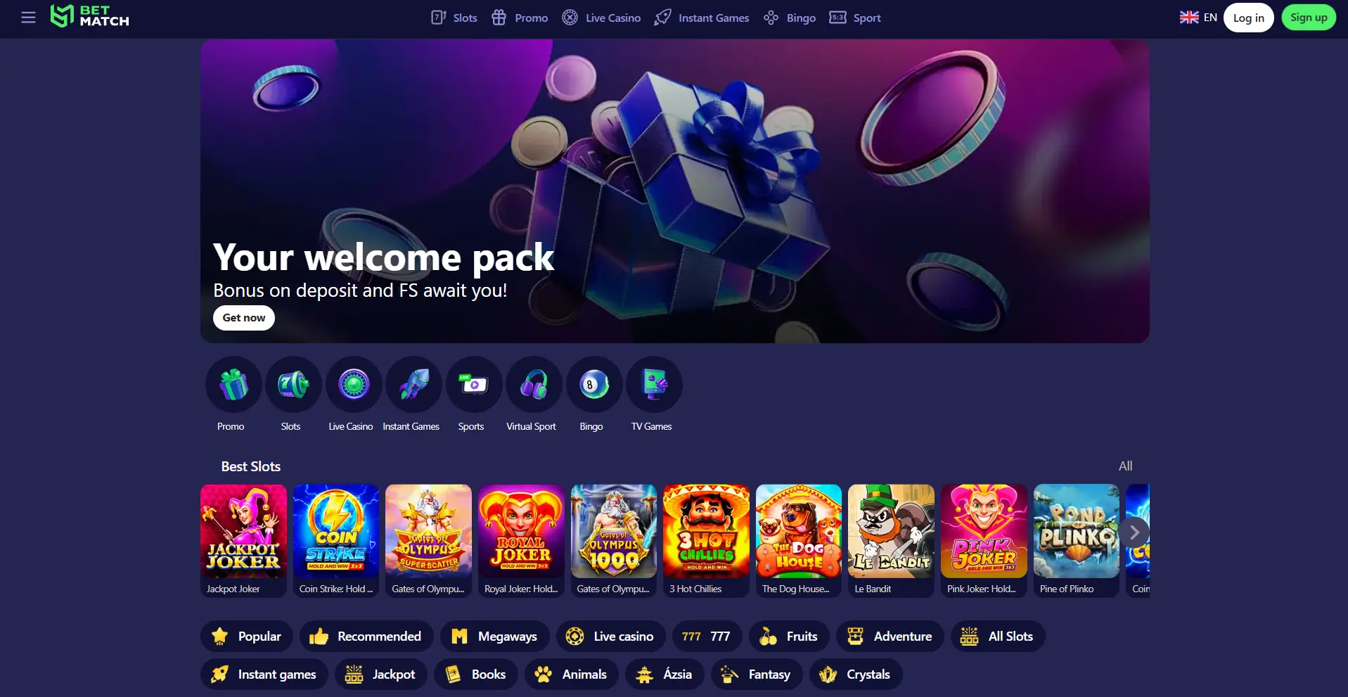 Betmatch Casino üdvözlő csomag és legjobb nyerőgépek áttekintése